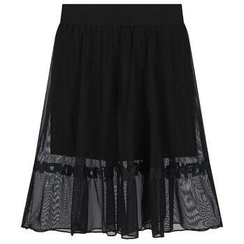 Girls Black Logo Mesh Skirt