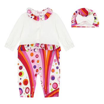 Girls White & Pink Fontane Babygrow Gift Set