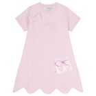 Girls Pink Logo Bow Bag Print Dress, 1, hi-res