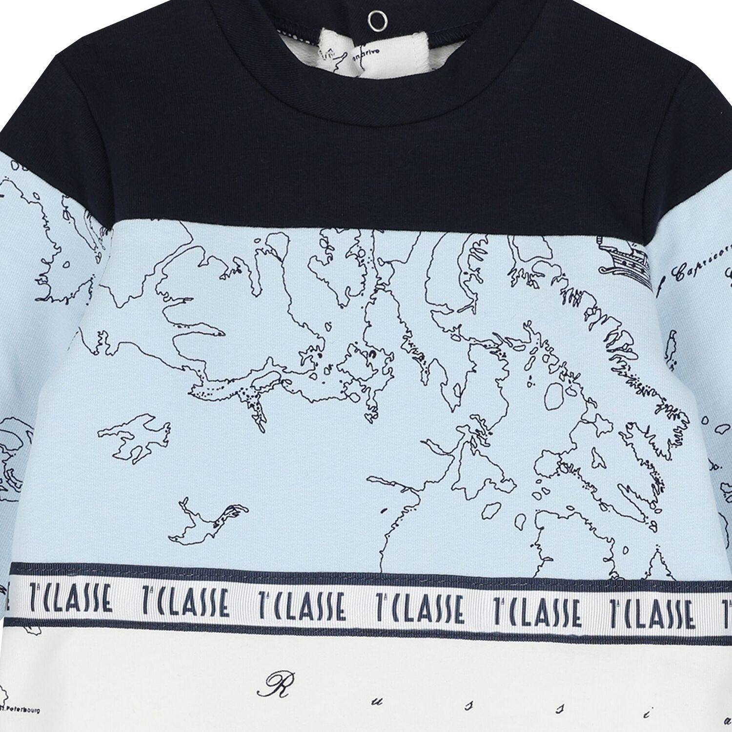 Baby Boys Blue & White Geo Map Babygrow, 1, hi-res