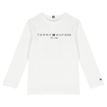 White Logo Long Sleeve Top