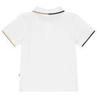 Younger Boys White Logo Polo Shirt, 2, hi-res
