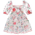 Girls Ivory & Pink Embroidered Tulle Dress , 1, hi-res