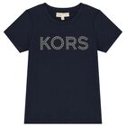 Girls Navy Blue Logo T-Shirt, 2, hi-res
