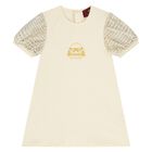 Younger Girls Ivory & Gold Bag Dress, 1, hi-res