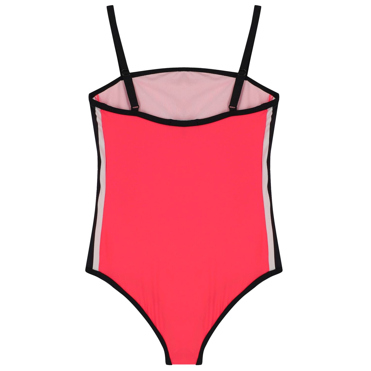 Girls Neon Pink Logo Swimsuit, 1, hi-res