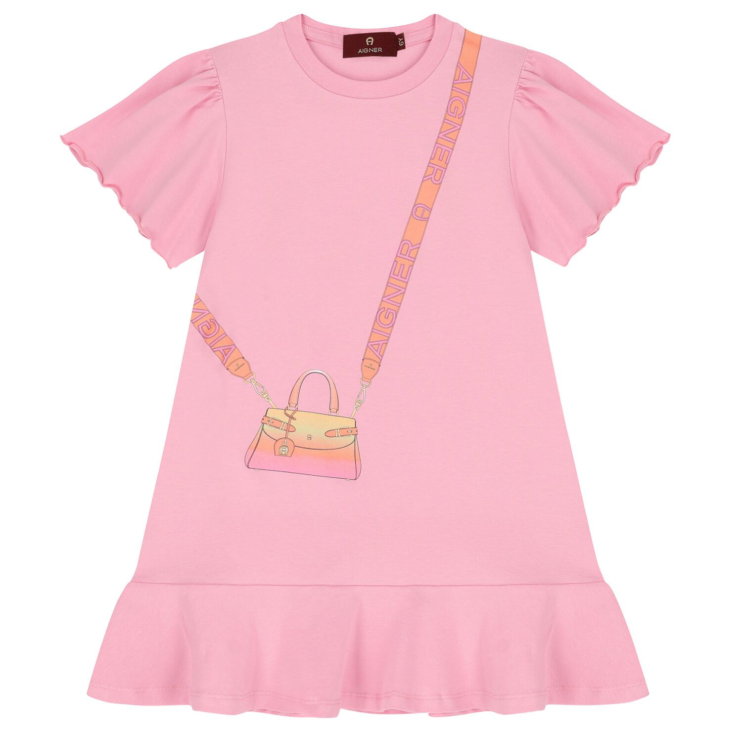 Girls Pink Logo Bag Dress, 4, hi-res