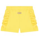 Girls Yellow Logo Ruffled Shorts, 3, hi-res