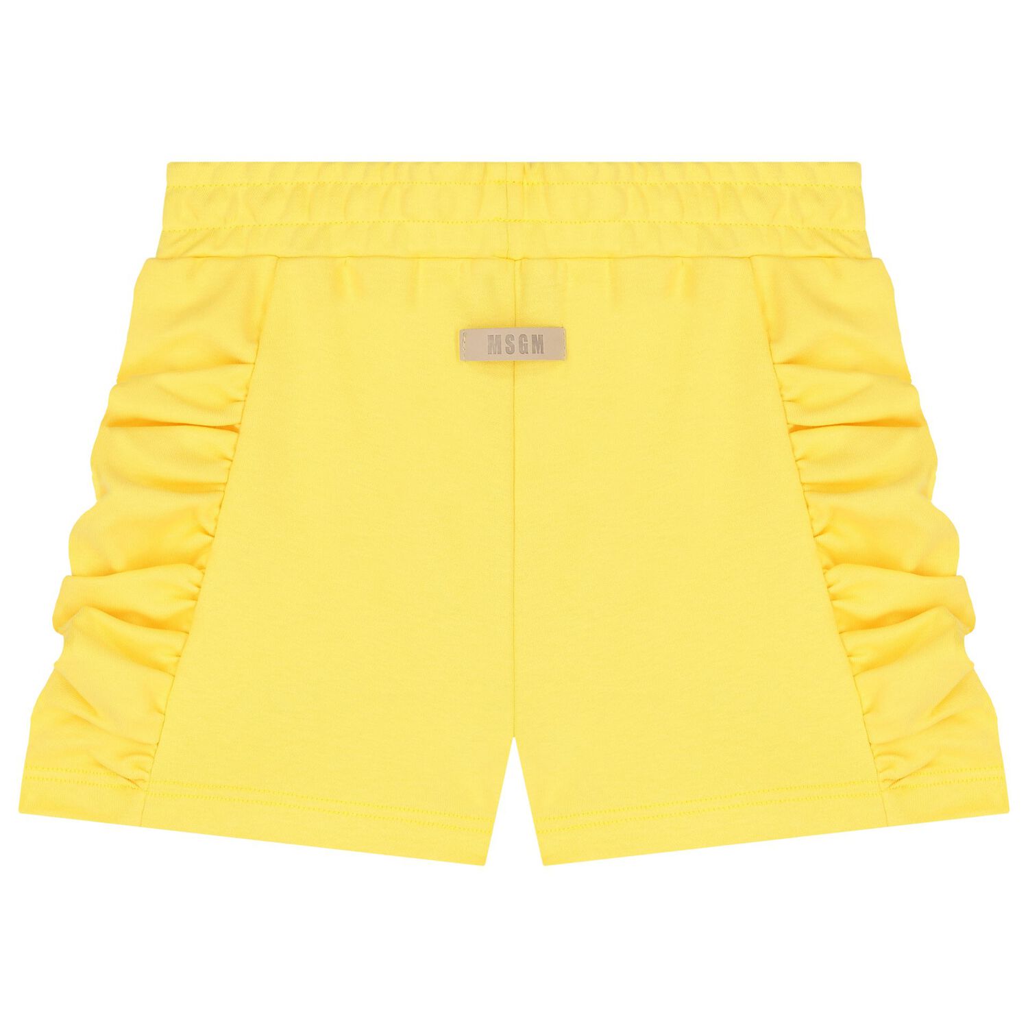 Girls Yellow Logo Ruffled Shorts, 3, hi-res