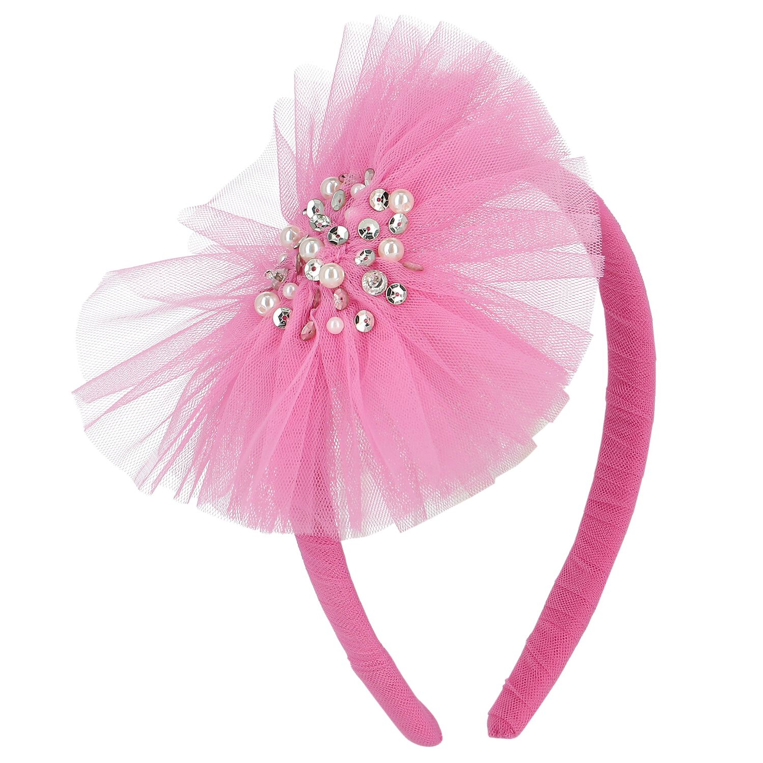 Girls Pink Tulle Headband, 1, hi-res image number null