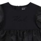 Girls Black Logo Organza Dress, 1, hi-res