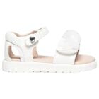 Younger Girls White Logo Sandals, 2, hi-res