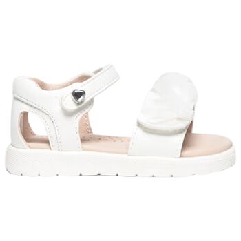 Younger Girls White Logo Sandals