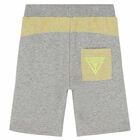 Boys Grey & Yellow Logo Shorts, 2, hi-res