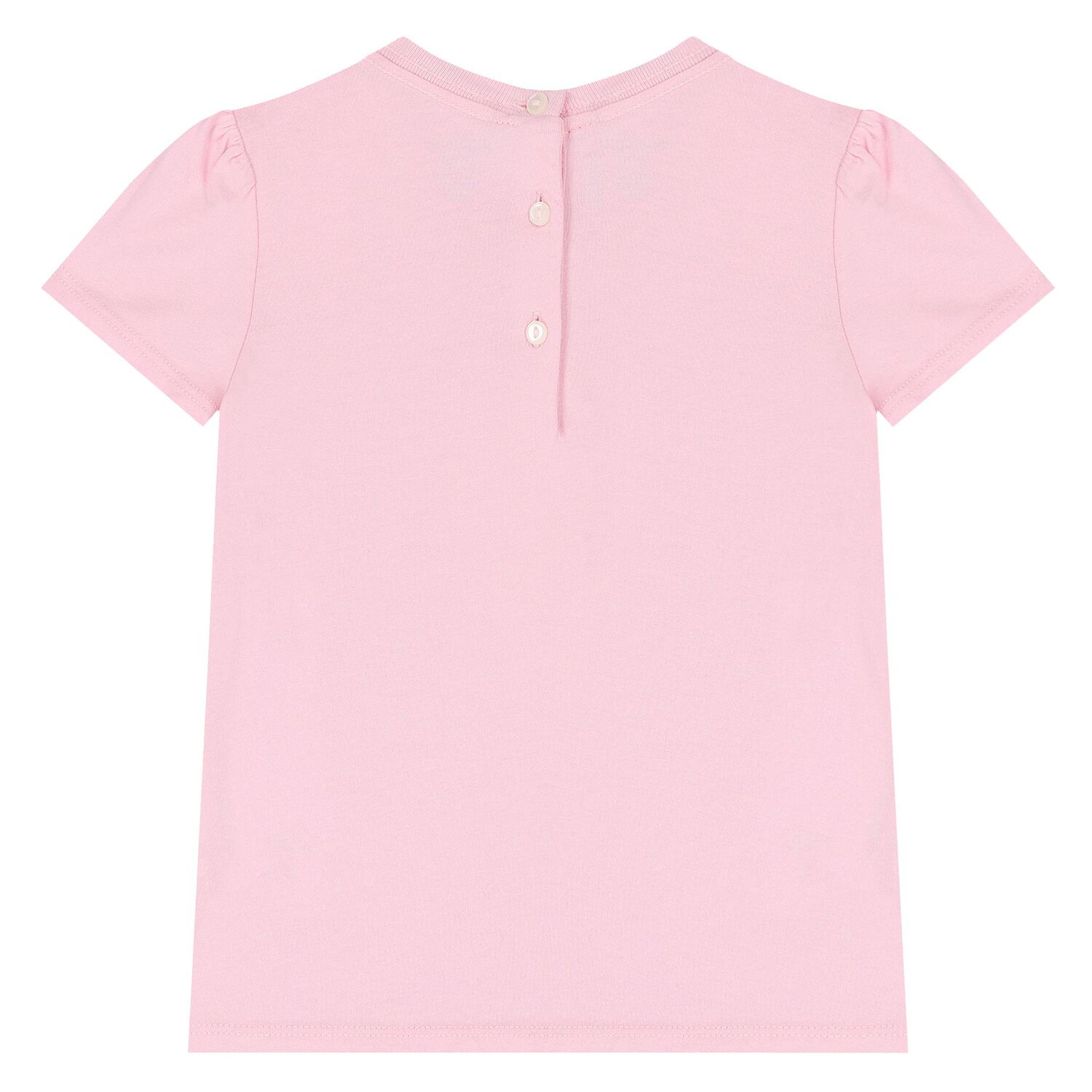 Baby Girls Pink Cotton Bear T-Shirt, 1, hi-res