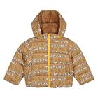 Younger Boys Beige Logo Padded Puffer Jacket, 1, hi-res
