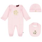 Baby Girls Pink & Gold Logo Babygrow Gift Set, 1, hi-res