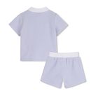 Baby Boys White & Blue Knitted Shorts Set, 2, hi-res