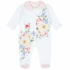 Baby Girls White Printed Babygrow, 1, hi-res