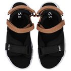 Boys Black& Beige Logo Sandals, 1, hi-res