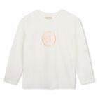 Girls Ivory Logo Long Sleeve Top, 2, hi-res