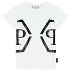 Boys White Logo T-Shirt, 1, hi-res