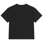 Girls Black Teddy Bear Logo T-Shirt, 4, hi-res