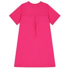 Girls Pink Flower Appliques T-Shirt Dress, 1, hi-res