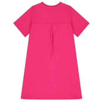 Girls Pink Flower Appliques T-Shirt Dress