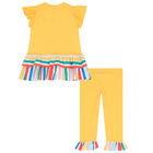 Girls Yellow Stripe Leggings Set, 1, hi-res