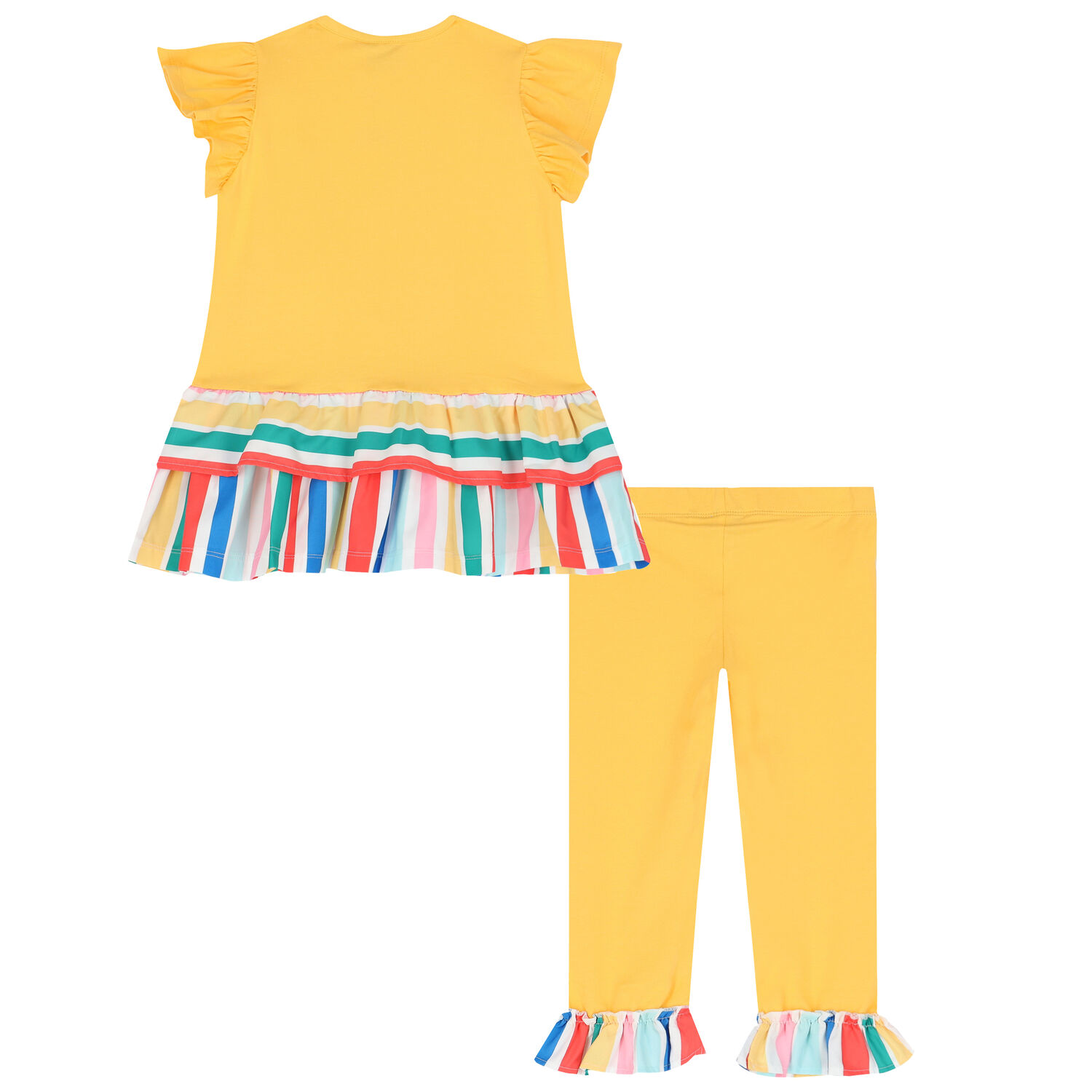 Girls Yellow Stripe Leggings Set, 1, hi-res