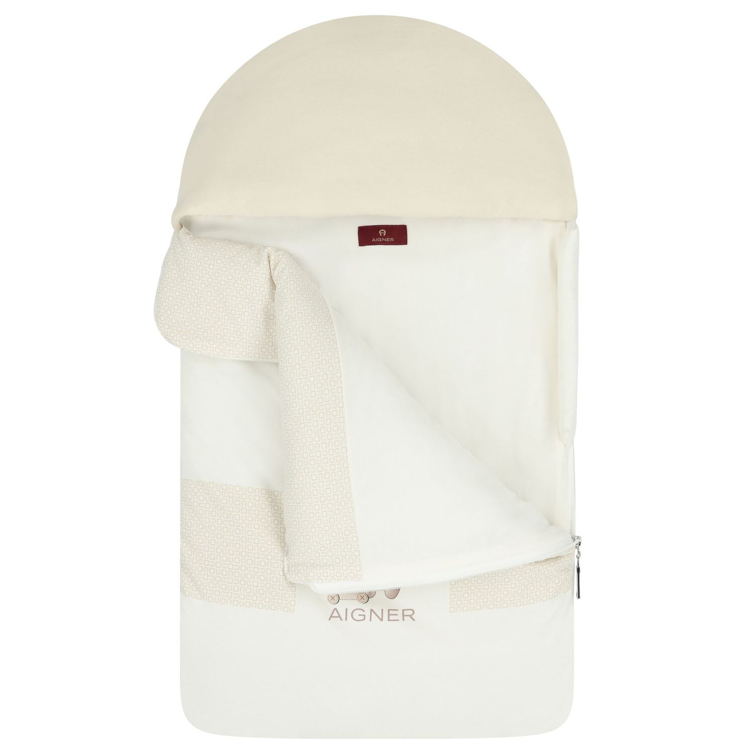 Ivory & Beige Teddy Bear Logo Baby Nest, 1, hi-res