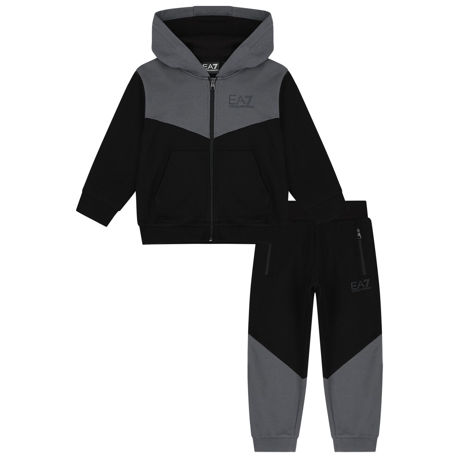 Boys Black & Grey Logo Tracksuit, 1, hi-res