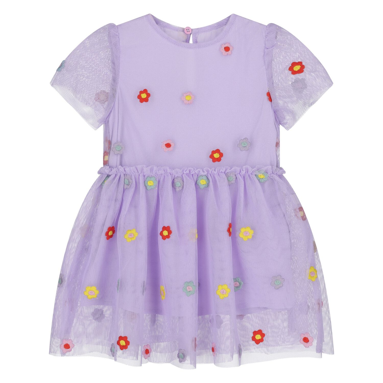 Younger Girls Purple Flower Dress, 1, hi-res