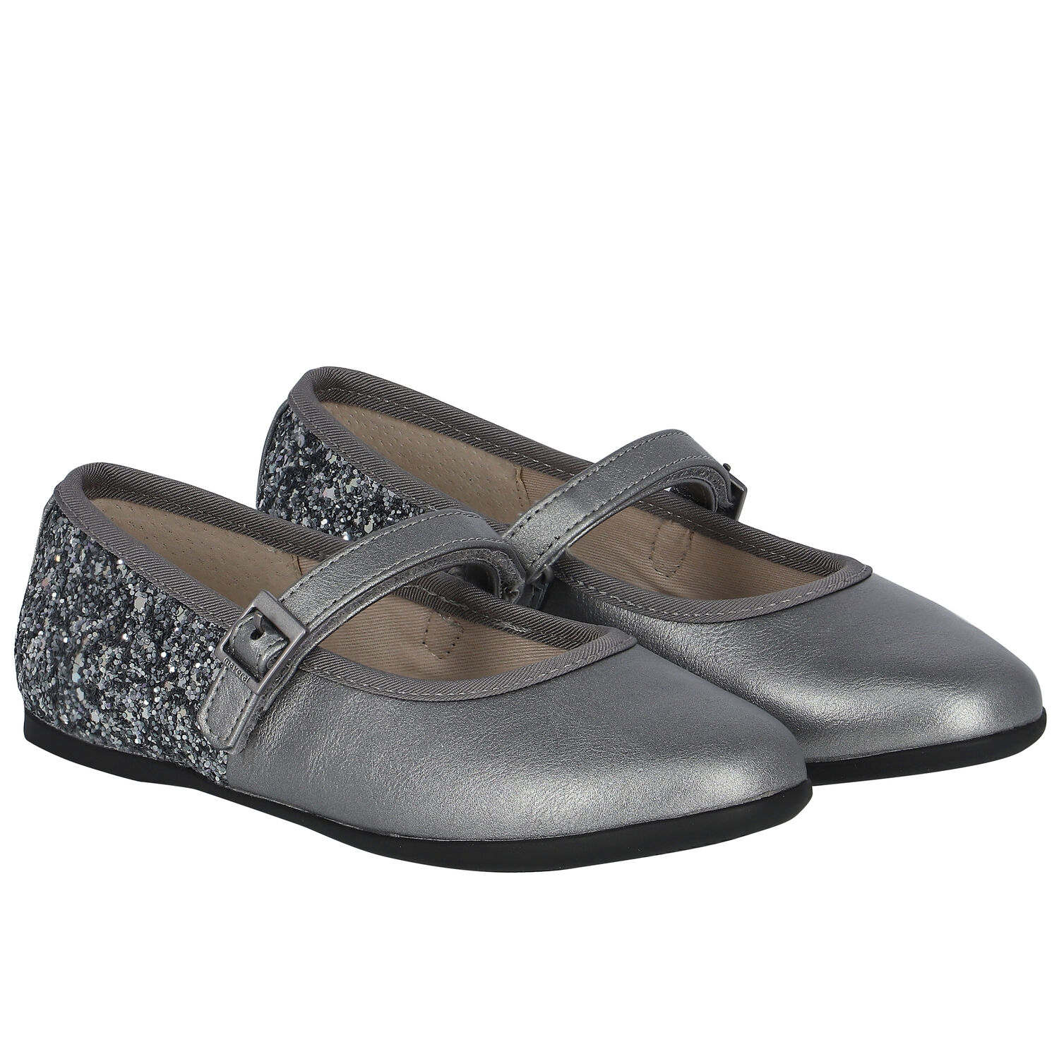 Girls Silver Glitters Ballerina Shoes, 2, hi-res