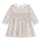 Baby Girls Ivory Floral Smocked Dress, 1, hi-res