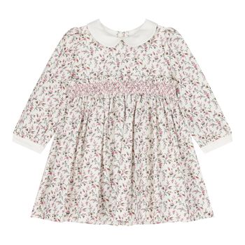 Baby Girls Ivory Floral Smocked Dress
