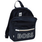 Boys Navy Blue Logo Back Pack, 1, hi-res