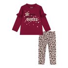 Baby Girls Burgundy & Beige Leggings Set, 1, hi-res