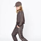 Girls Brown Logo Zip-Up Top, 1, hi-res