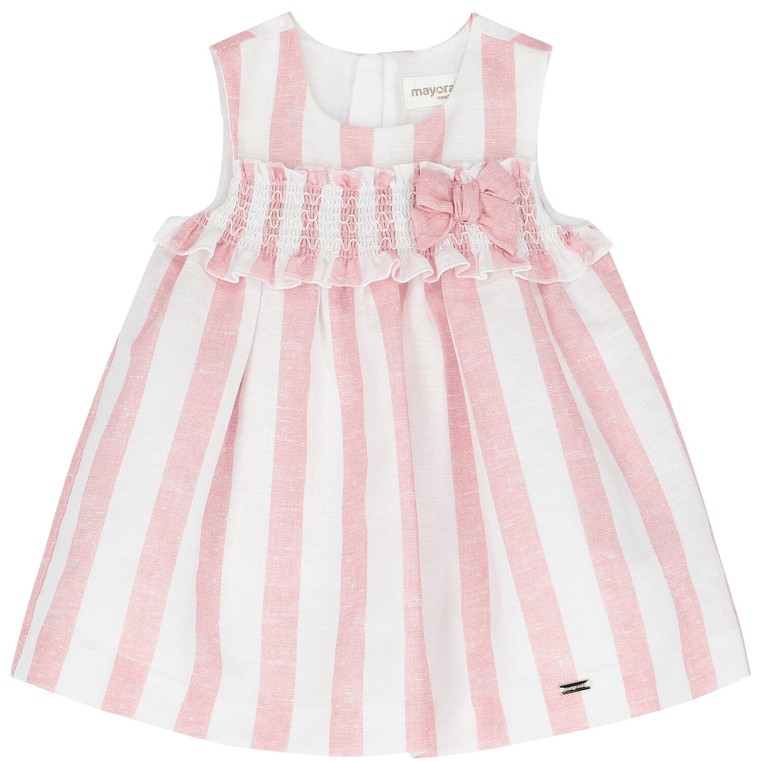 Baby Girls Pink & White Striped Dress Set, 1, hi-res image number null