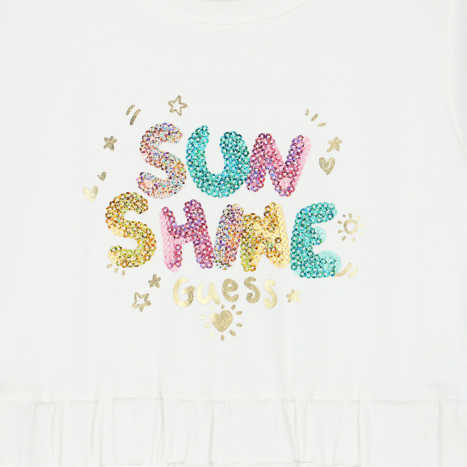 Girls White Logo Sequins Dress, 1, hi-res image number null