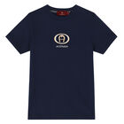 Boys Navy Blue Logo T-Shirt, 2, hi-res