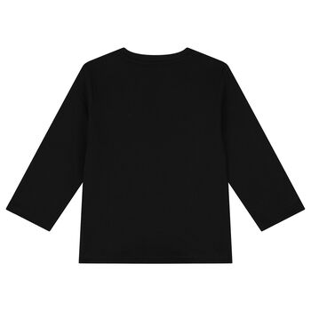 Younger Boys Black Logo Long Sleeve Top