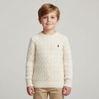 Ivory Logo Cable Knit Jumper, 1, hi-res