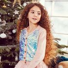 Girls Blush Pink Sequin Cardigan, 1, hi-res