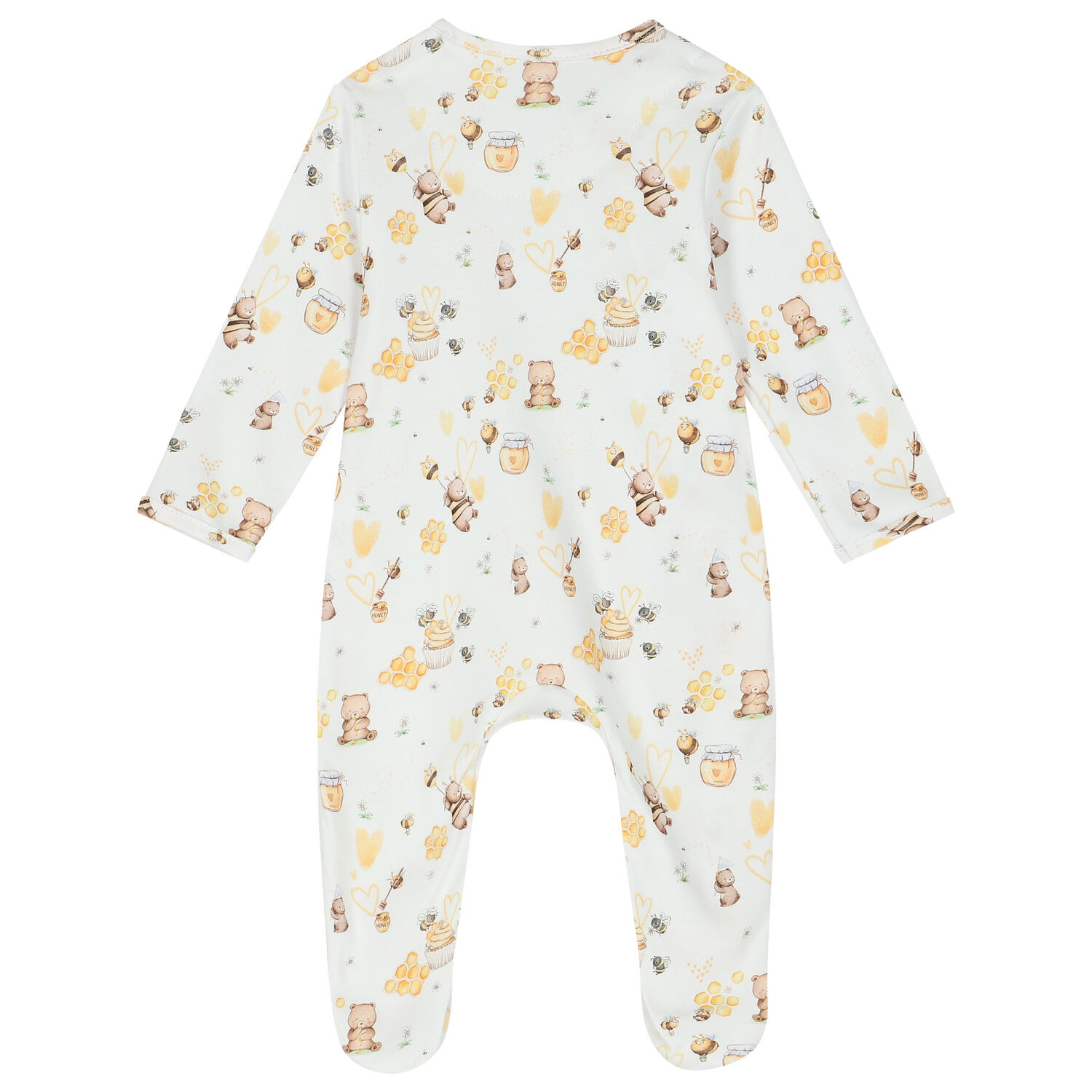 White & Yellow Honey Babygrow, 1, hi-res