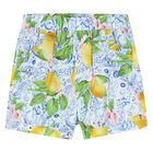 Baby Girls White & Blue Lemon Dress Set, 1, hi-res