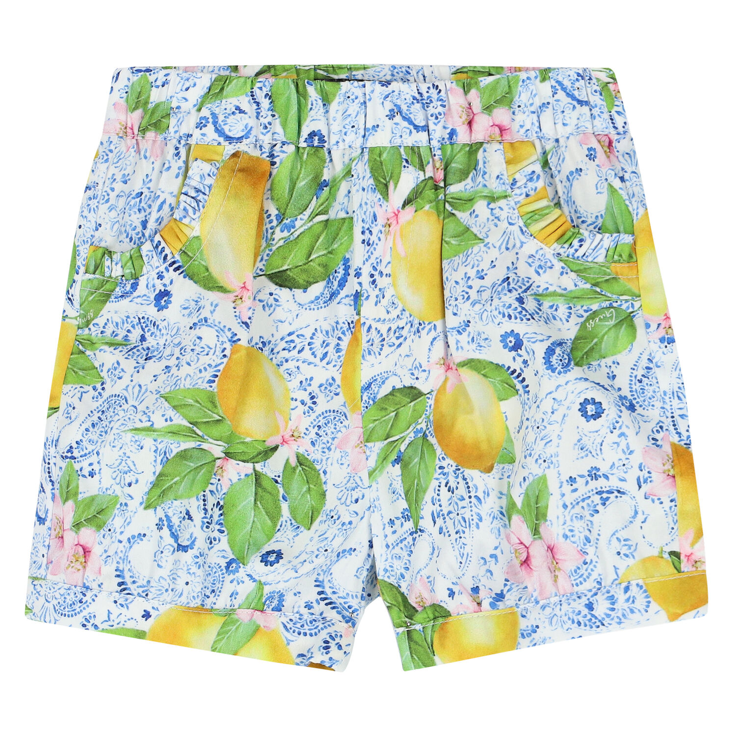 Baby Girls White & Blue Lemon Dress Set, 1, hi-res