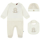 Ivory & Gold Logo Babygrow Set, 1, hi-res